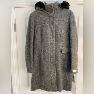 Calvin Klein Coat with detachable Faux Fur hoodie Size XS Gray/Black New